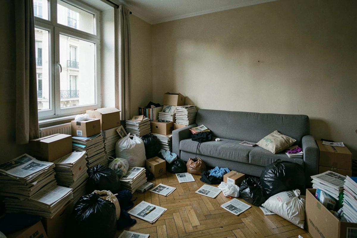Exemple illustratif : logement encombré avant débarras