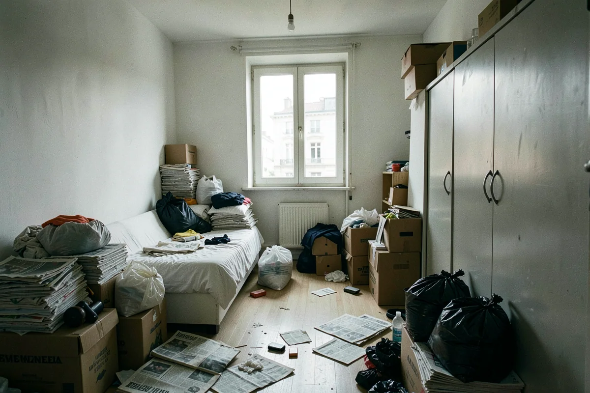Exemple illustratif : logement encombré avant débarras